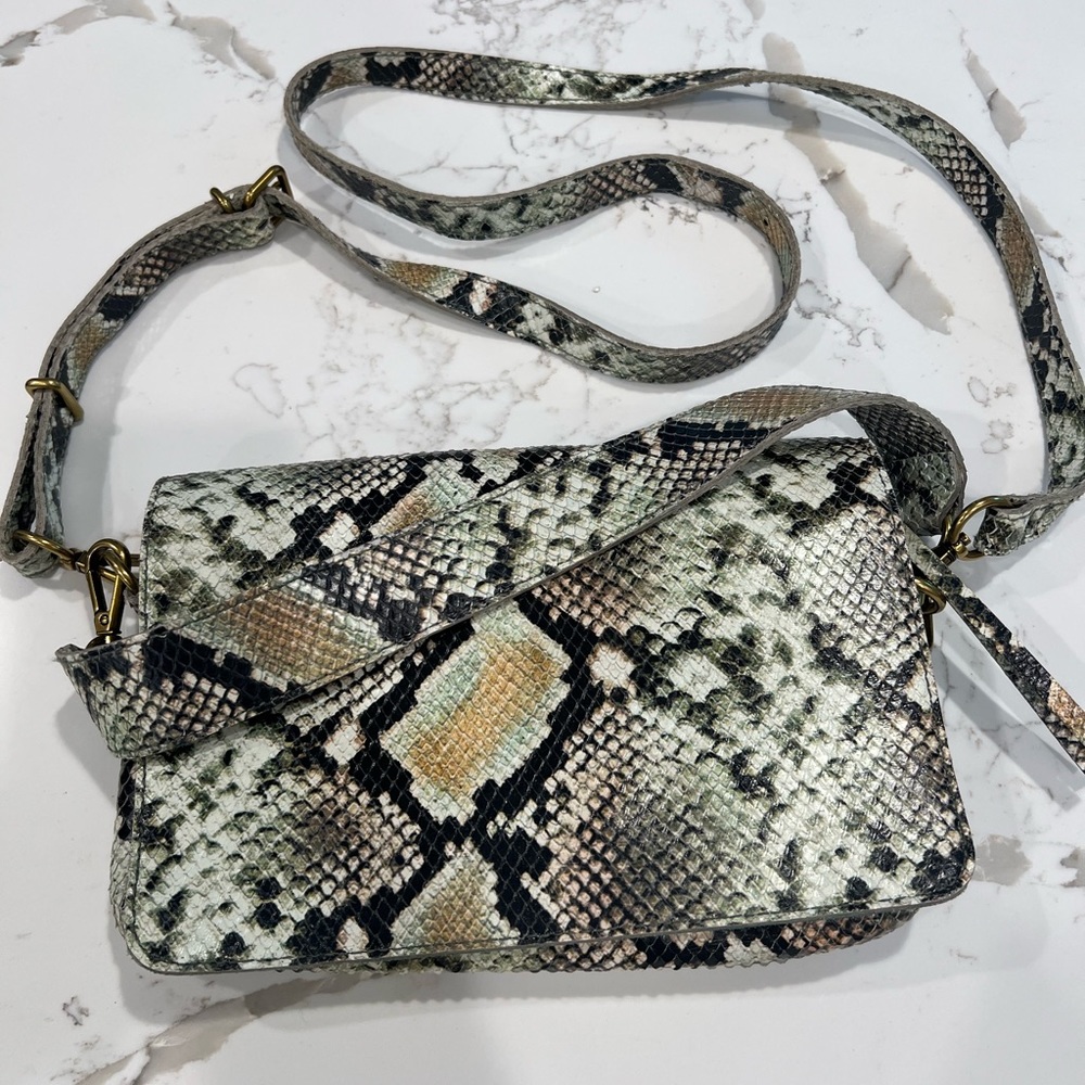 NWT Snake Embossed Leather Convertible Crossbody Bag